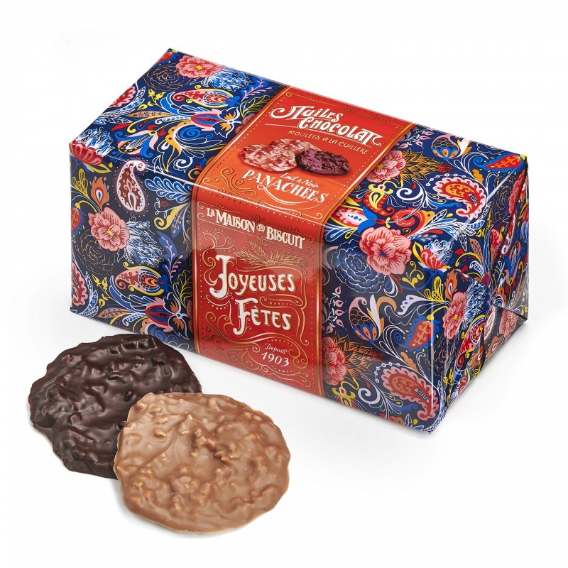 La Maison du Biscuit - Festive ballotin of milk and dark chocolate tiles La Maison du Biscuit - Festive ballotin of milk and dark chocolate tiles